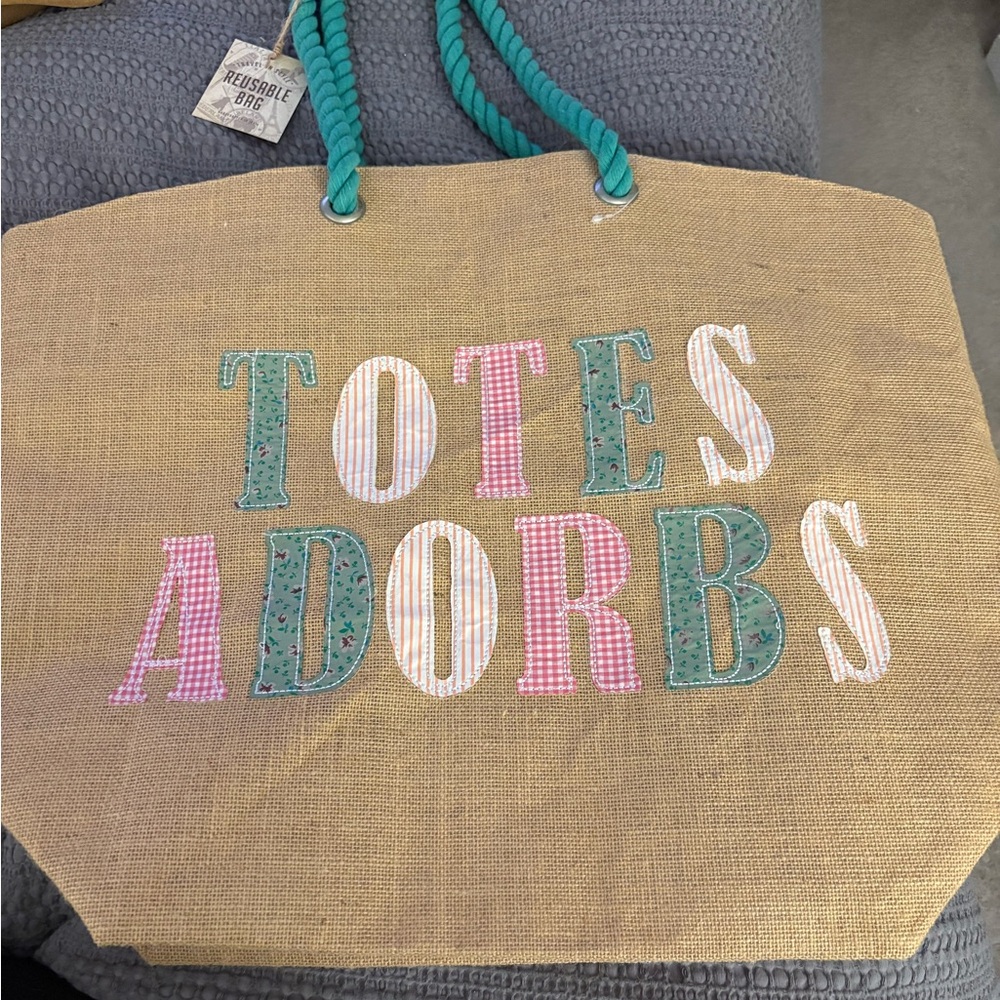 Totes Adorbs Tote Bag with Teal Handles